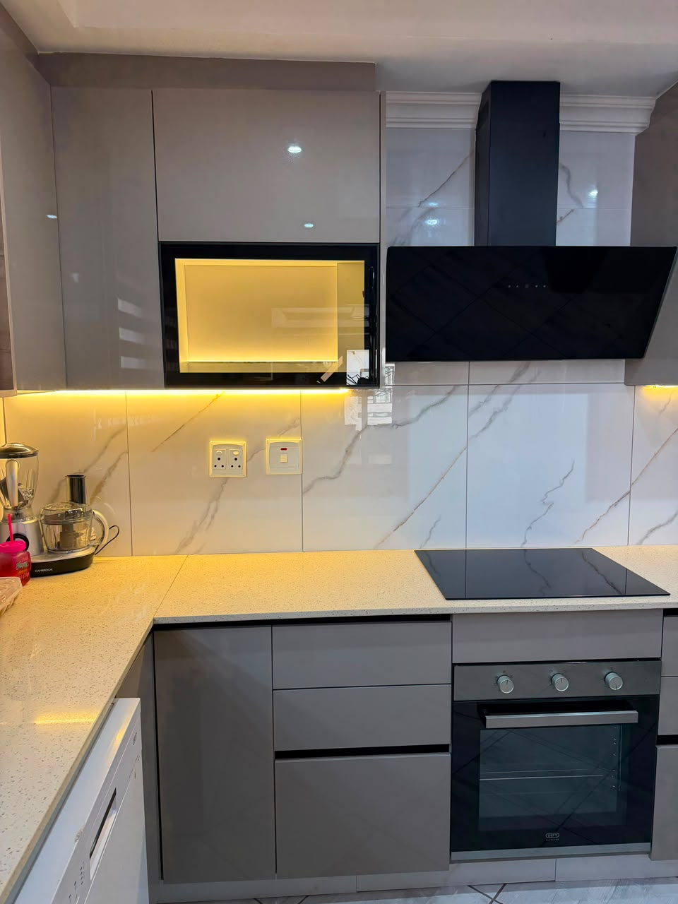 Gloss Grey Marble Kitchen